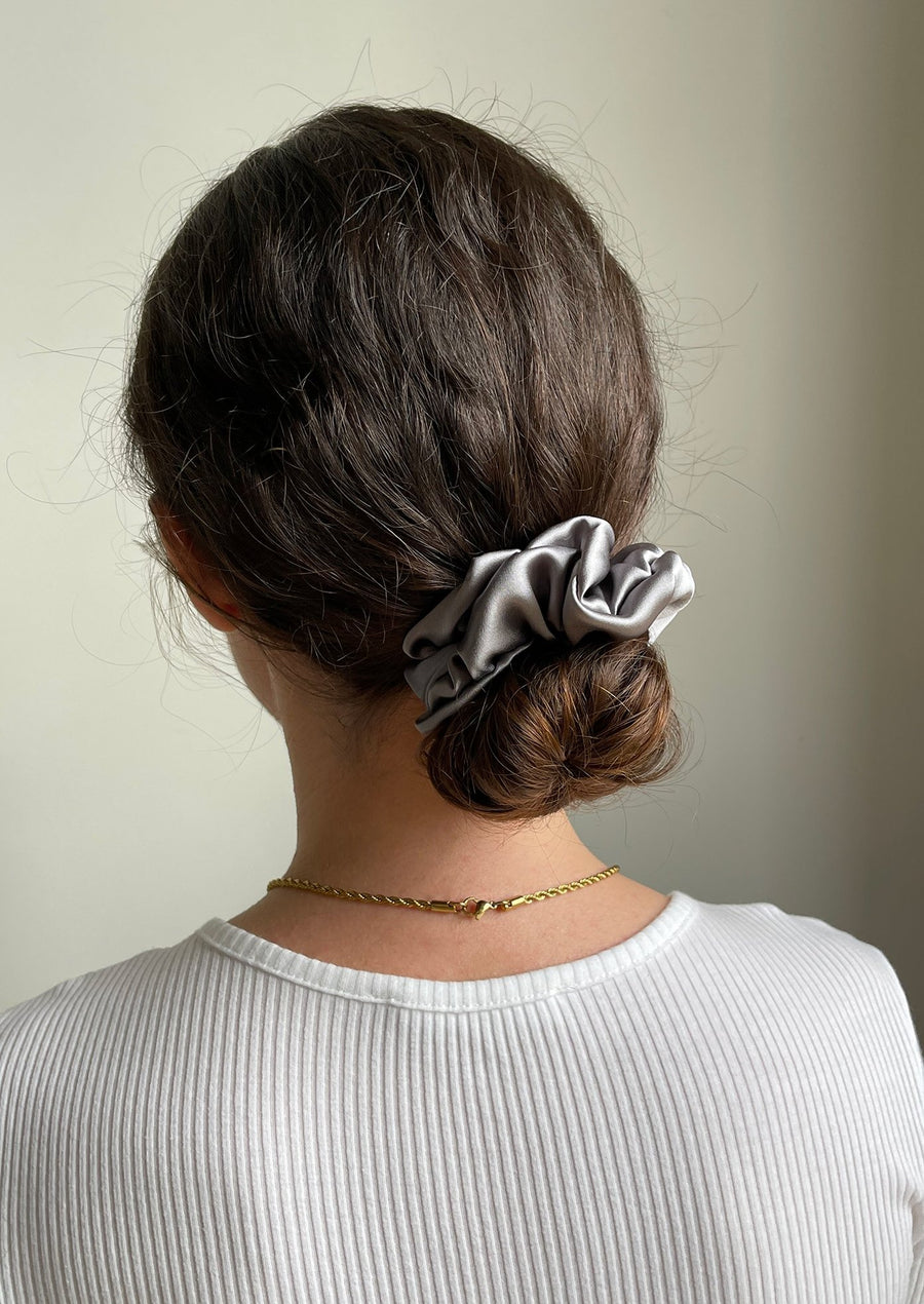 Silk hair band - silver color