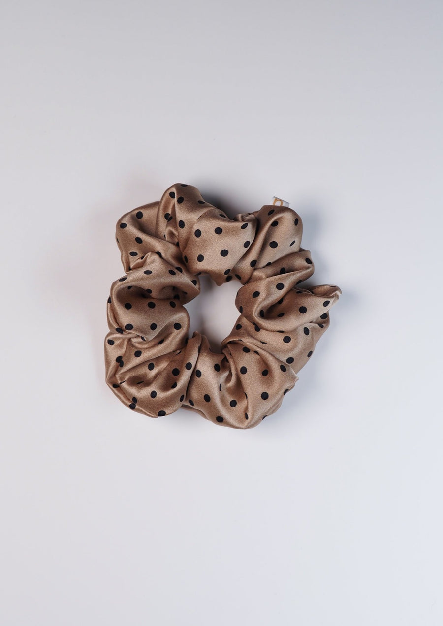 Set of silk hair ties - bronze and dotted brown colors