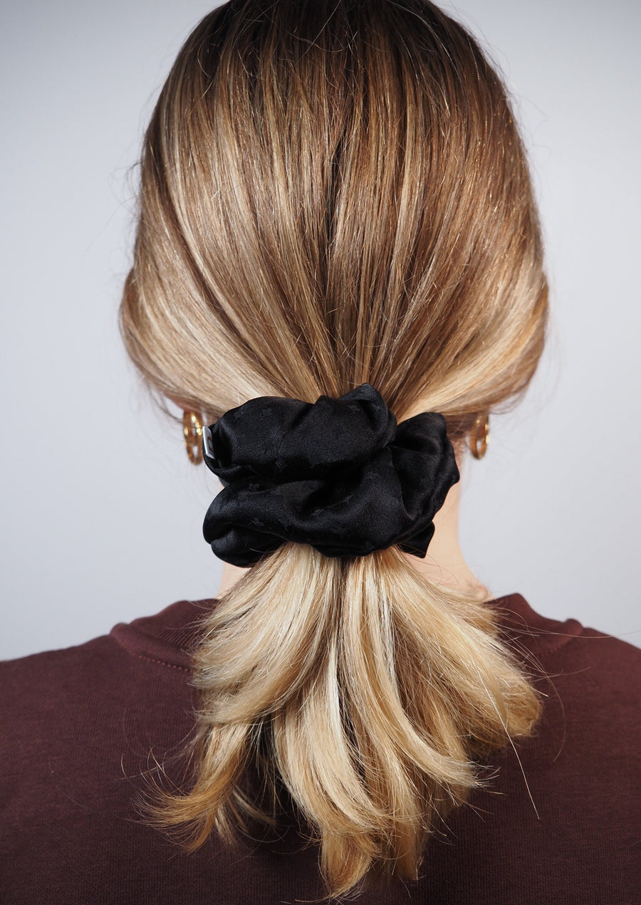 Silk hair band - matte black color
