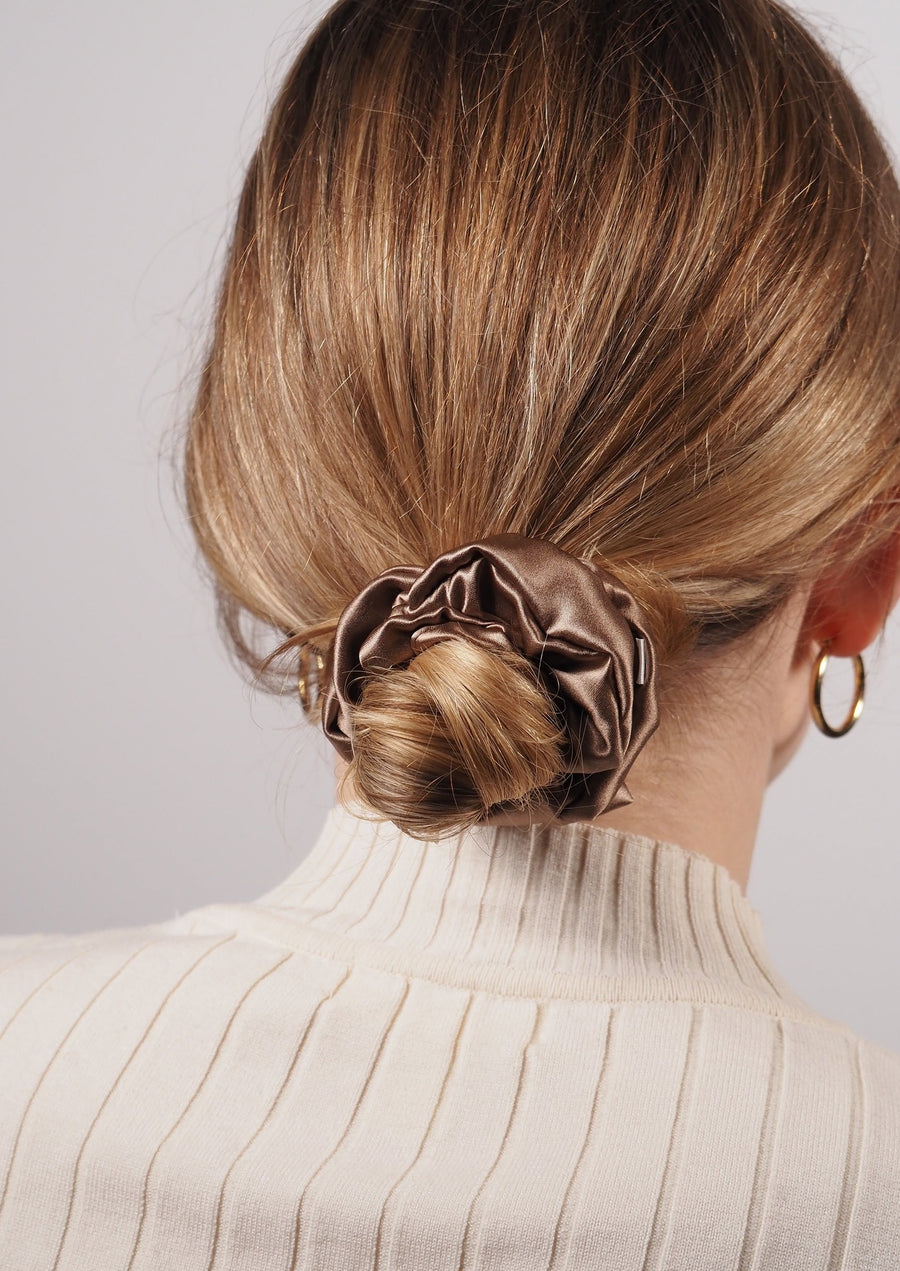 Mini silk hair band - bronze color